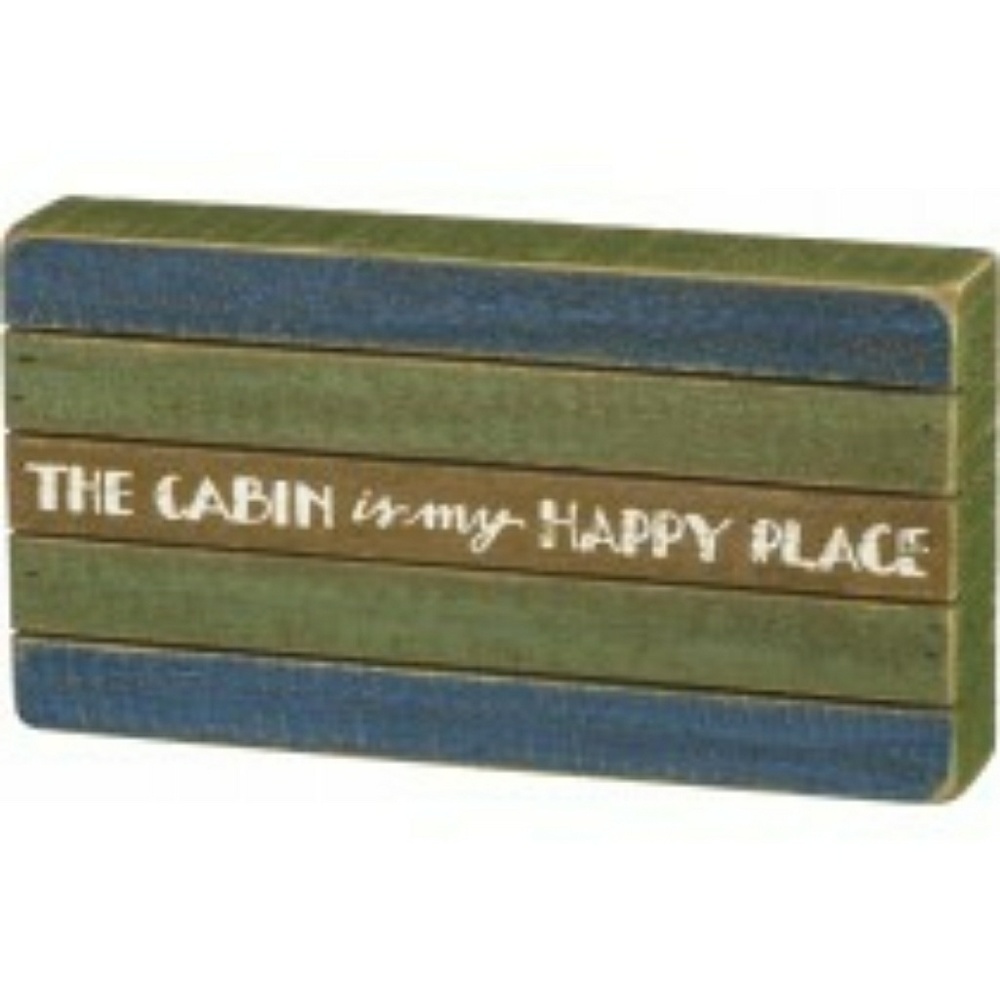 THE CABIN IS MY HAPPY PLACE WOOD SLAT SIGN